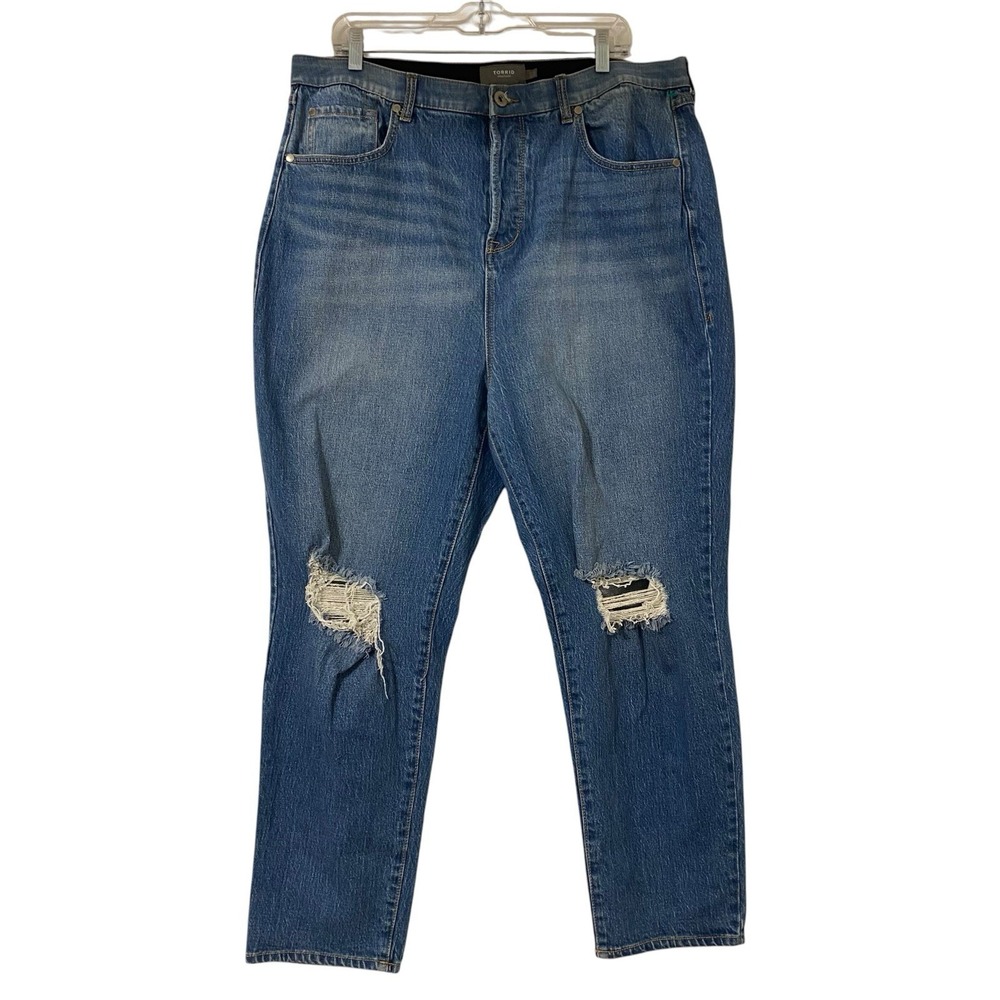 Torrid Jeans 18L High Rise Tapered Distressed Ripped Blue